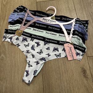 Juicy Couture‎ Women's Thong Panties Butterflies Solid 5 Pk Large Tangles